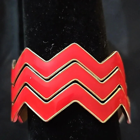 Stacking Zigzag Bracelet Red/Gold - Picture 1 of 6